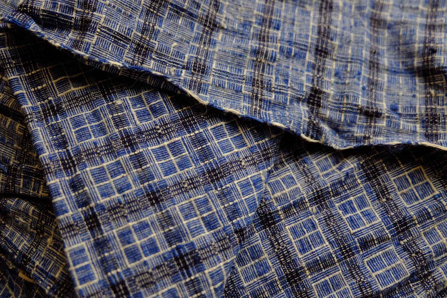 Blue Reed - Pattern Tǔbù: Windowpane Weave - 52cm Width | Pre - Washed & Ready - BUBBO