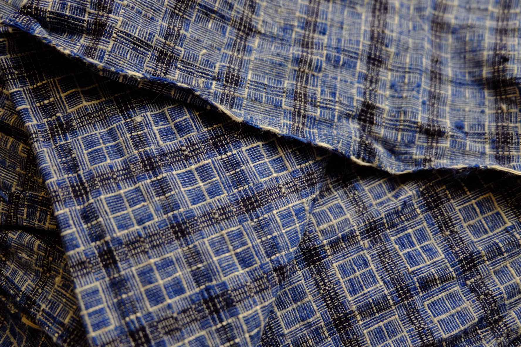 Blue Reed - Pattern Tǔbù: Windowpane Weave - 52cm Width | Pre - Washed & Ready - BUBBO