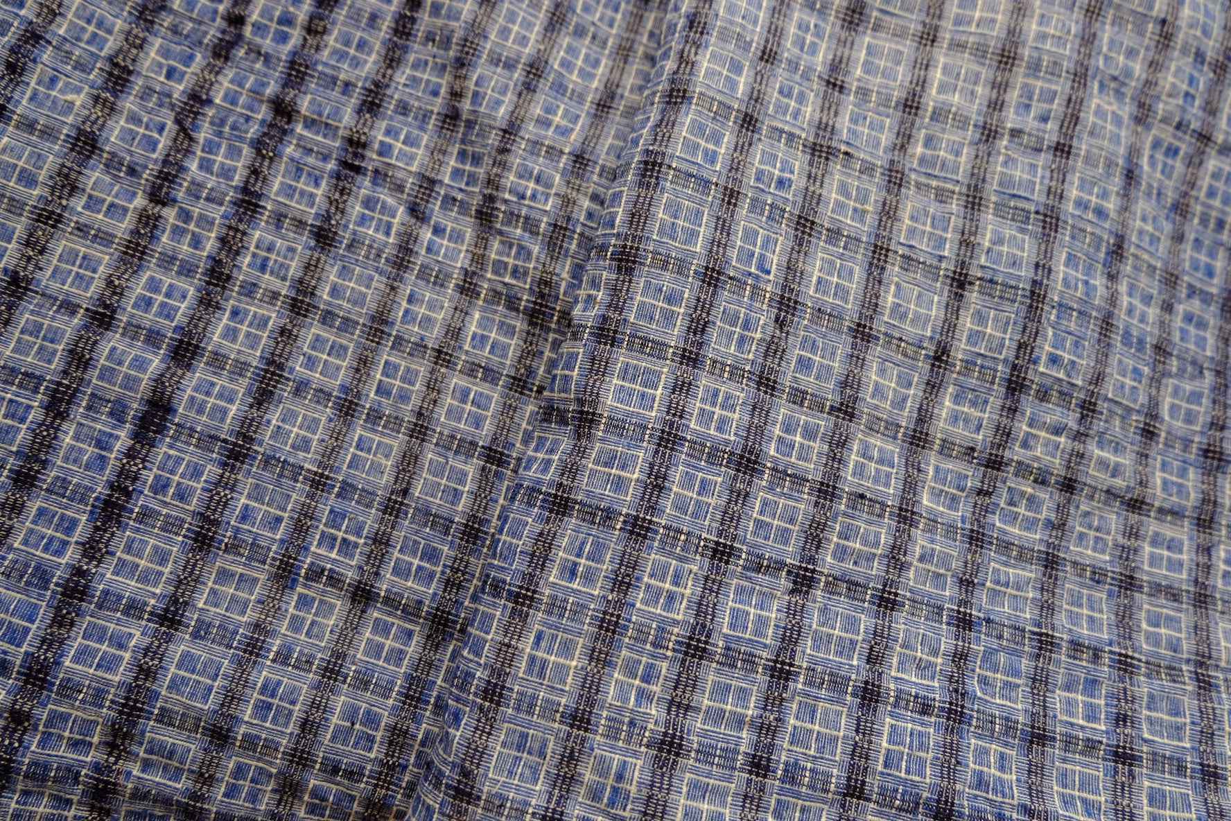Blue Reed - Pattern Tǔbù: Windowpane Weave - 52cm Width | Pre - Washed & Ready - BUBBO