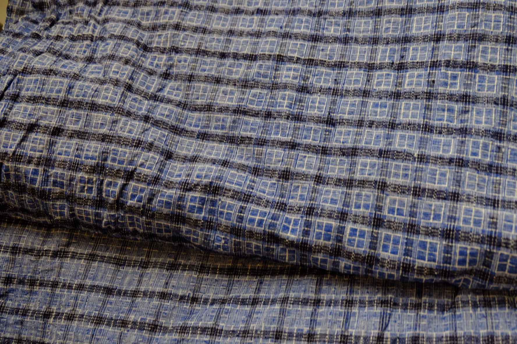Blue Reed - Pattern Tǔbù: Windowpane Weave - 52cm Width | Pre - Washed & Ready - BUBBO
