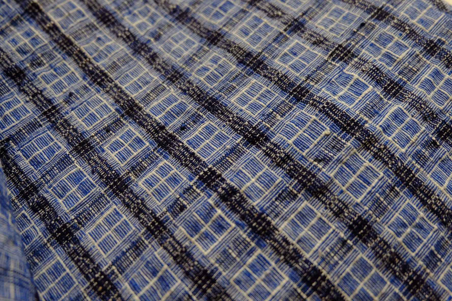 Blue Reed - Pattern Tǔbù: Windowpane Weave - 52cm Width | Pre - Washed & Ready - BUBBO