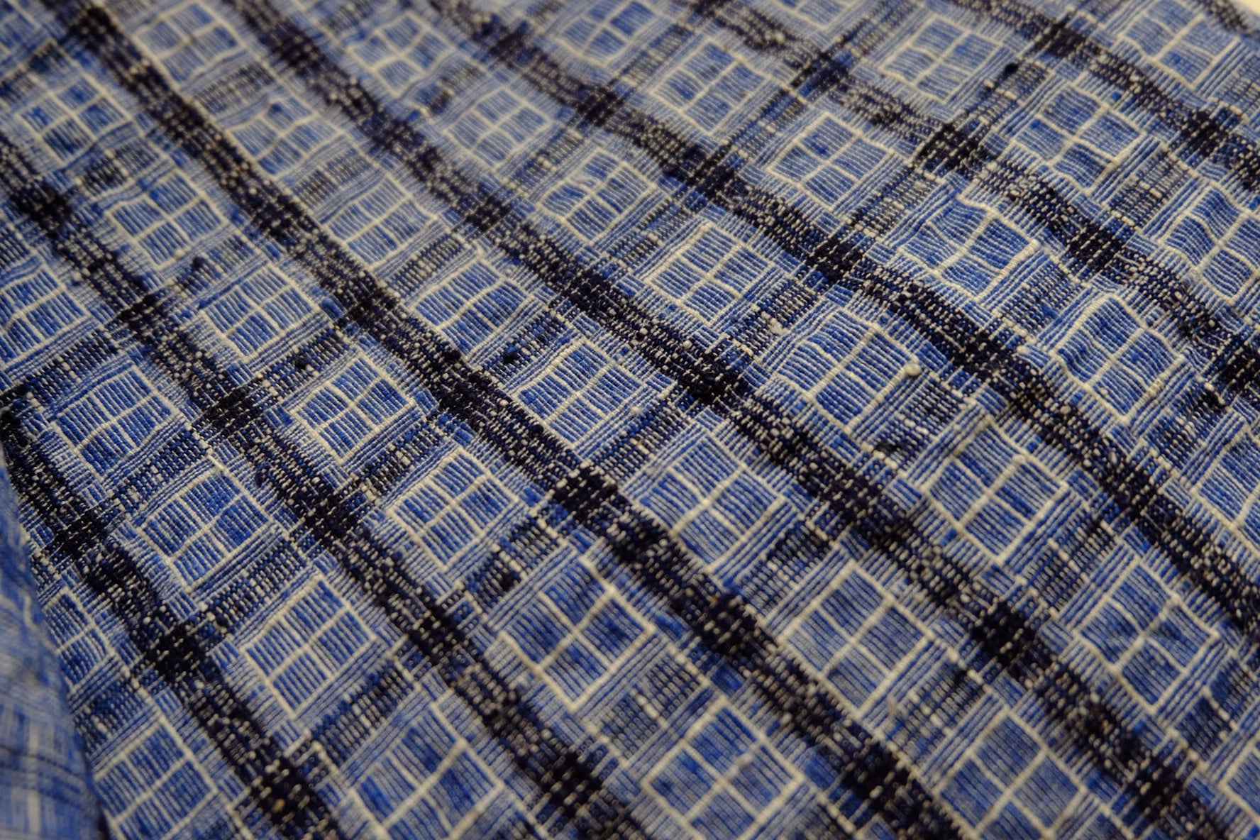 Blue Reed - Pattern Tǔbù: Windowpane Weave - 52cm Width | Pre - Washed & Ready - BUBBO