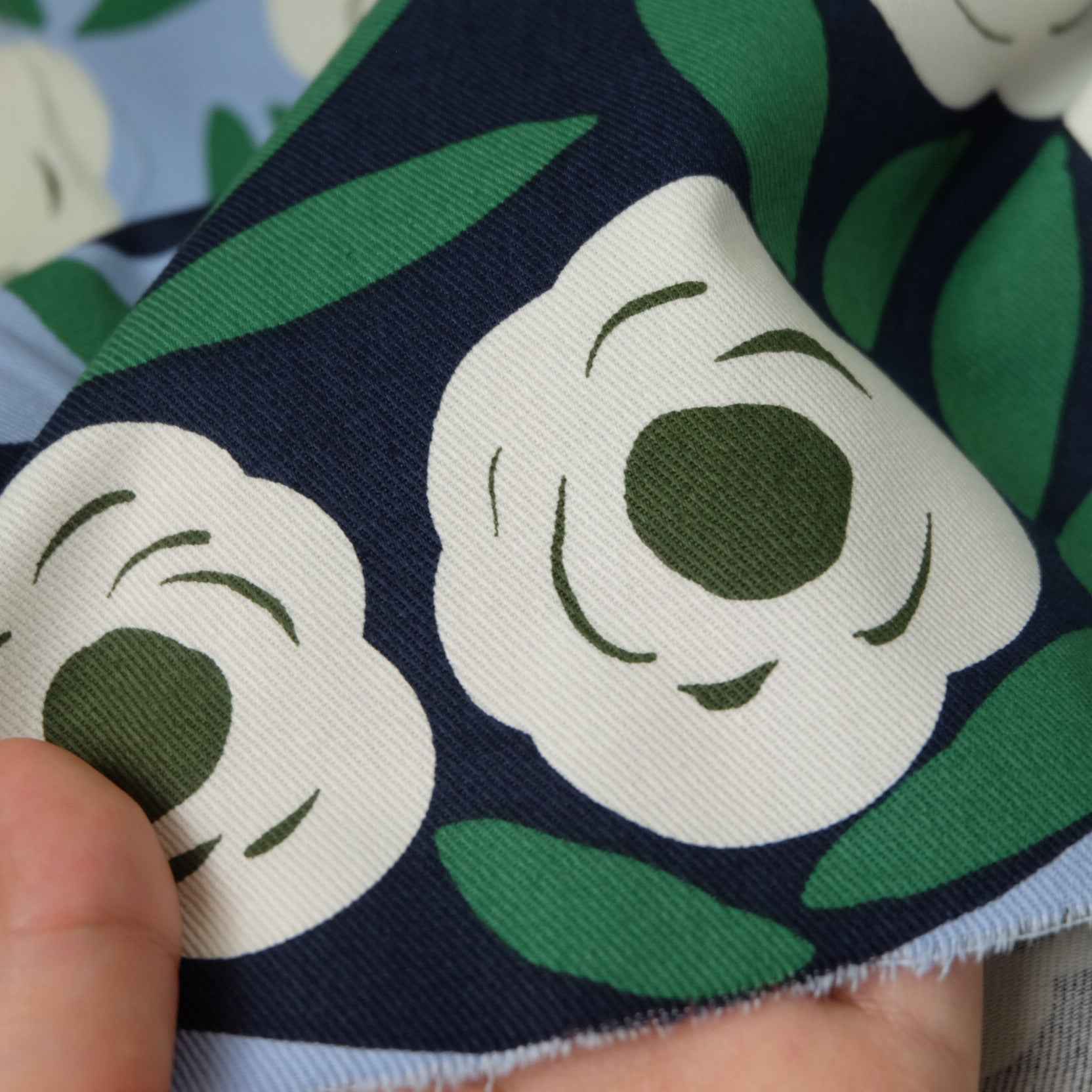 Blue Uniqlo x Marimekko Deadstock Cotton Twill Fabric – Heavyweight Printed Canvas for Bags & Structured Garments