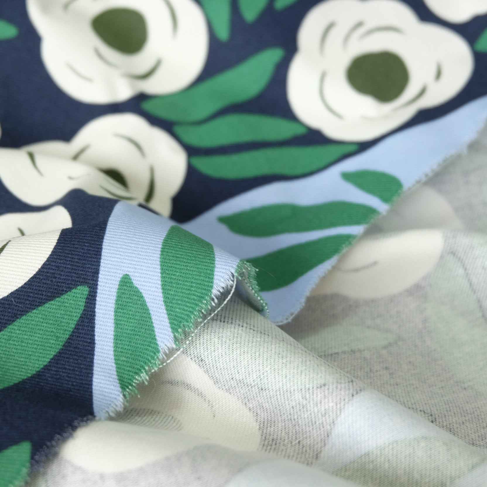 Blue Uniqlo x Marimekko Deadstock Cotton Twill Fabric – Heavyweight Printed Canvas for Bags & Structured Garments