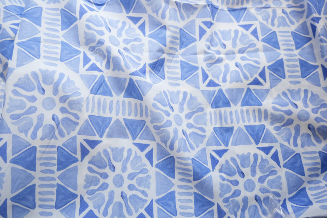 Blue & White Porcelain Print Tencel - Cotton – Silky Lightweight – 61” Wide – Sold by the Yard - BUBBO