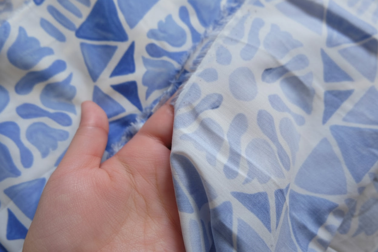 Blue & White Porcelain Print Tencel - Cotton – Silky Lightweight – 61” Wide – Sold by the Yard - BUBBO