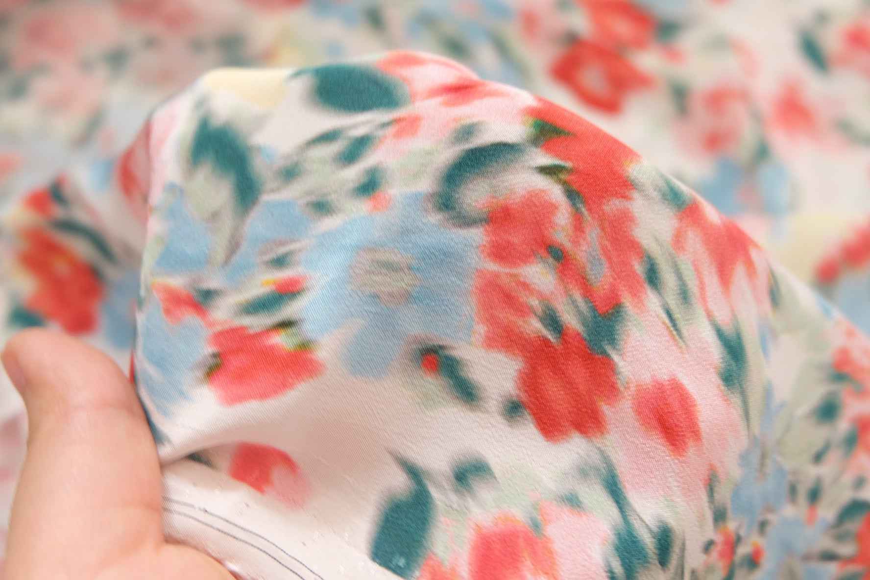 Blurred Floral Rayon Fabric — Fluid Drapey (2 Yard Piece)