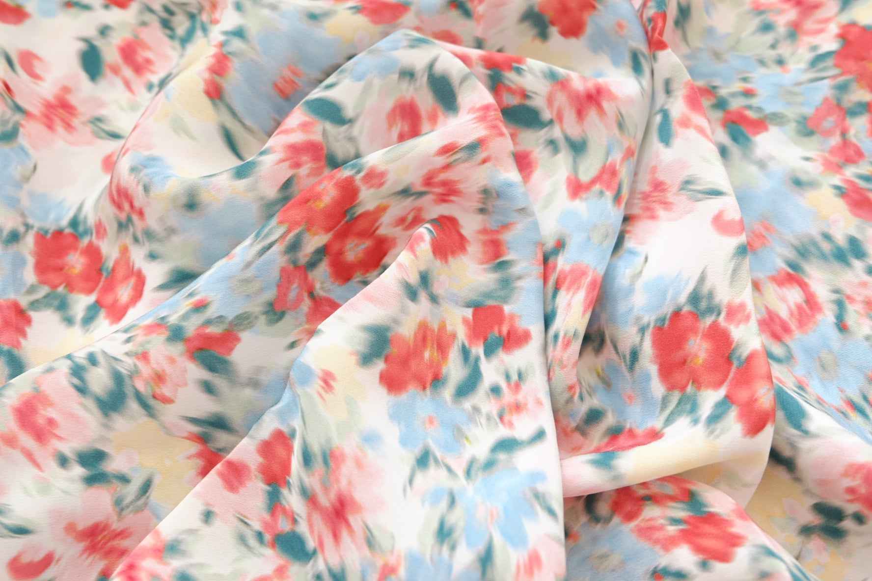 Blurred Floral Rayon Fabric — Fluid Drapey (2 Yard Piece)