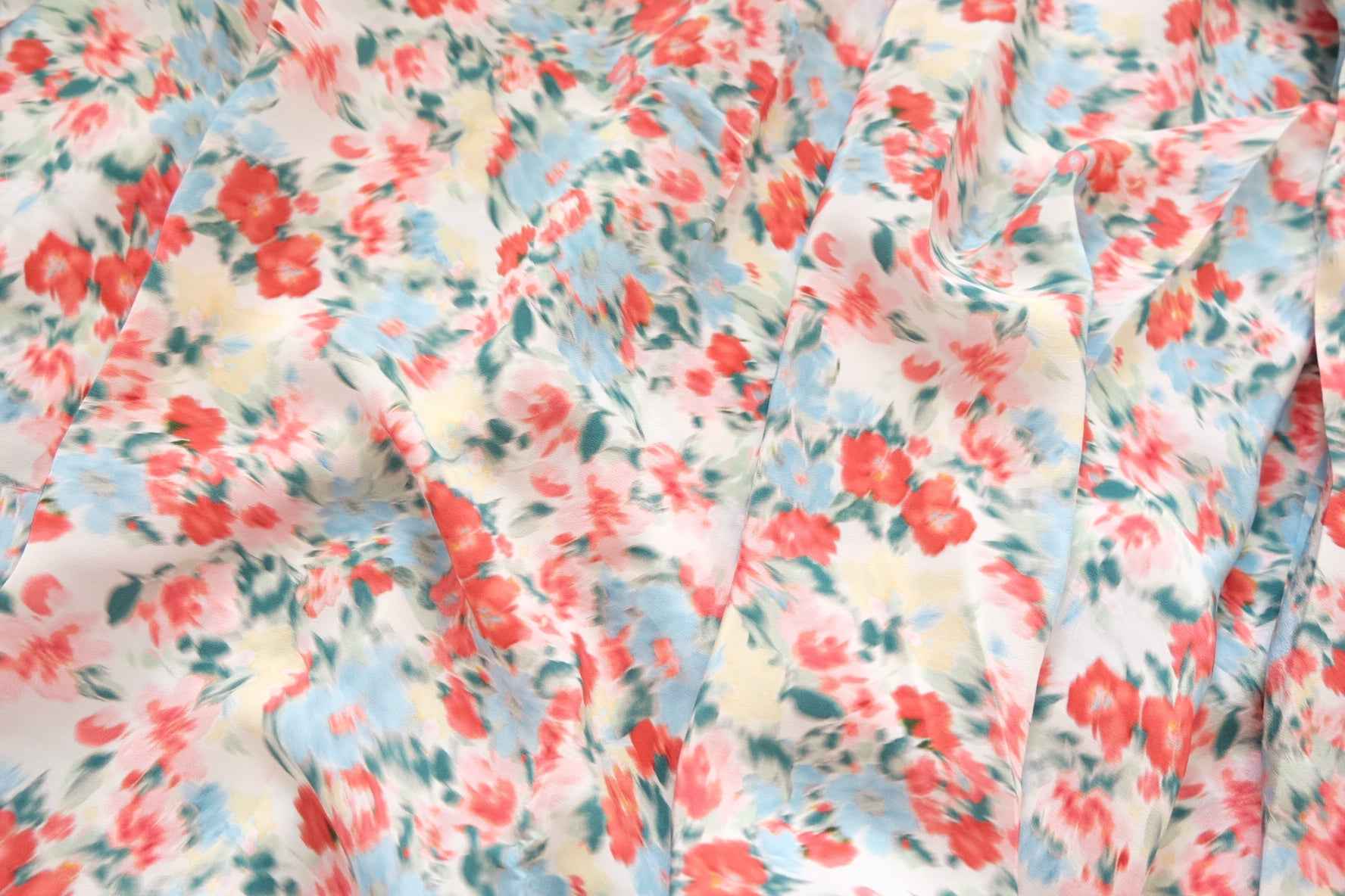 Blurred Floral Rayon Fabric — Fluid Drapey (2 Yard Piece)