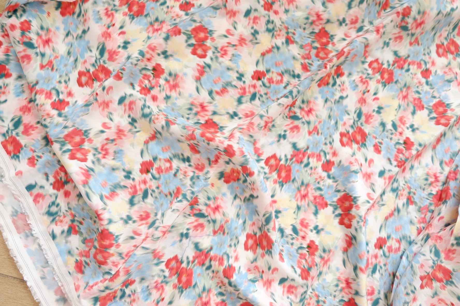Blurred Floral Rayon Fabric — Fluid Drapey (2 Yard Piece)