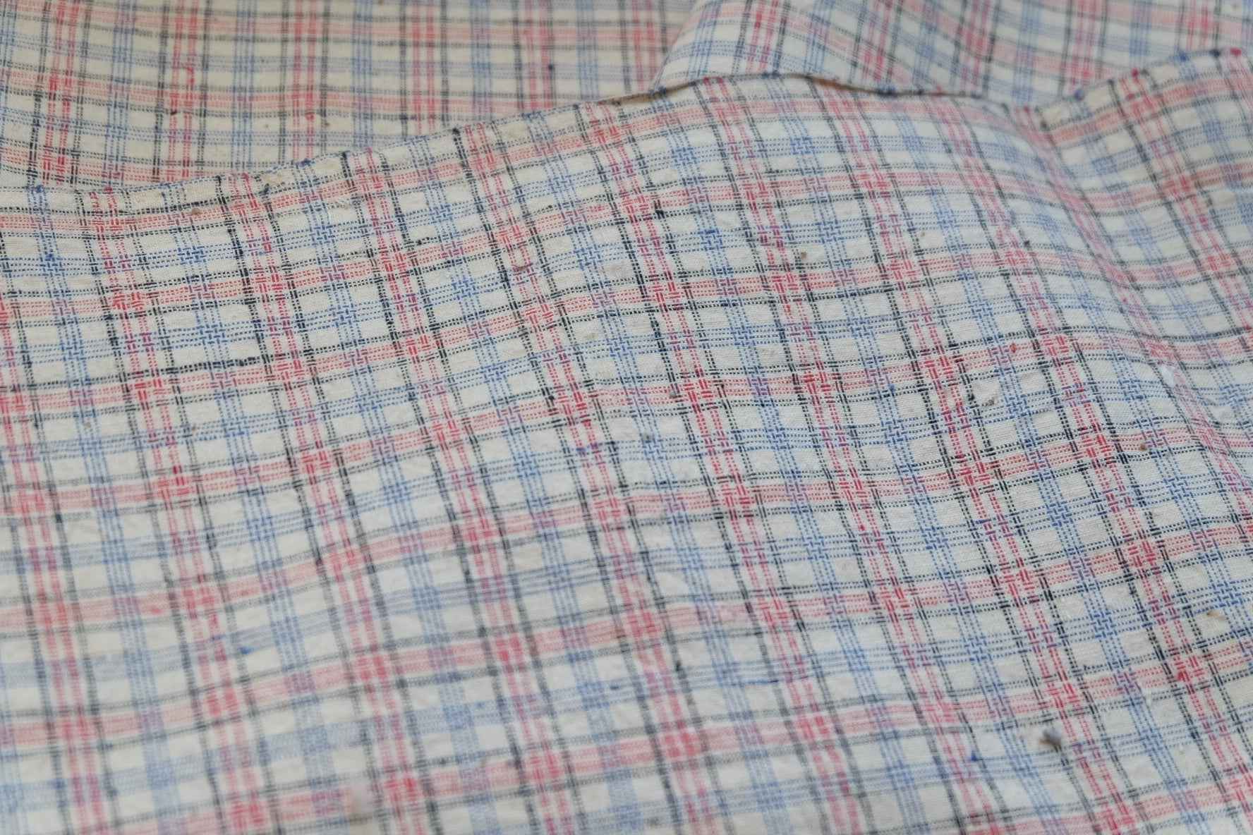 Blush Plaid: Pale Pink Check Tǔbù on White - 36cm Width - BUBBO