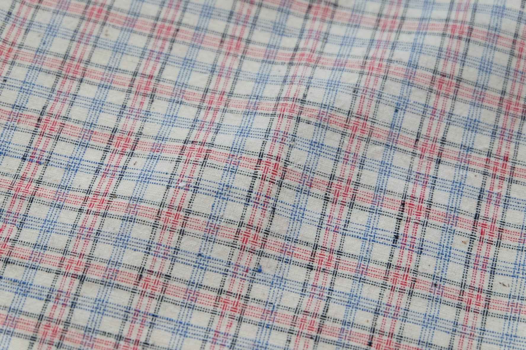 Blush Plaid: Pale Pink Check Tǔbù on White - 36cm Width - BUBBO