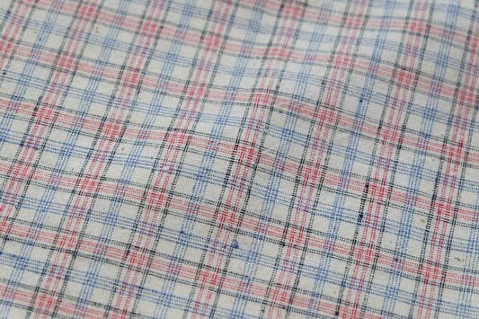Blush Plaid: Pale Pink Check Tǔbù on White - 36cm Width - BUBBO