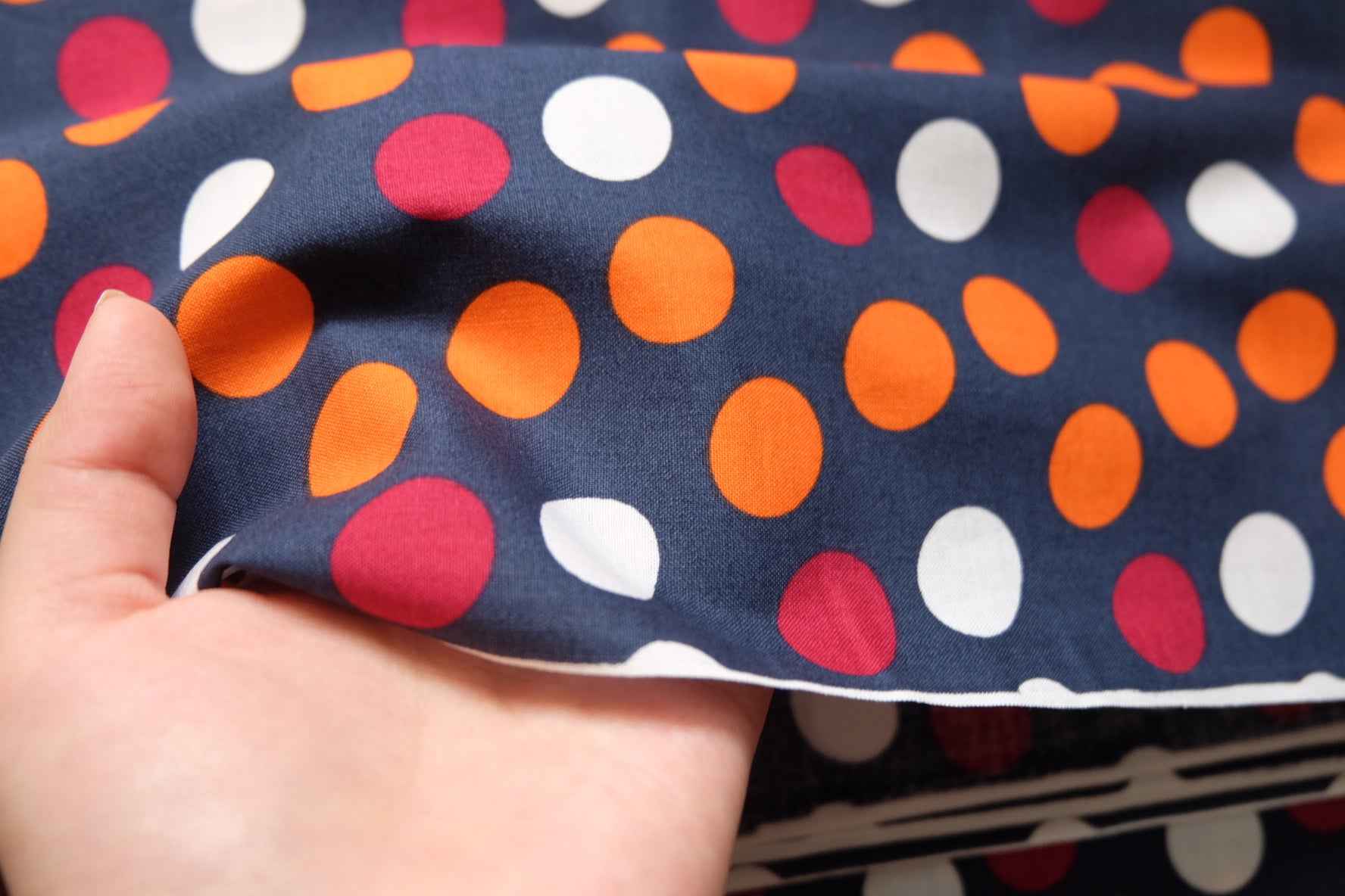 Bold Polka Dot Cotton Fabric – Crisp Hand, 1.6 yds - BUBBO