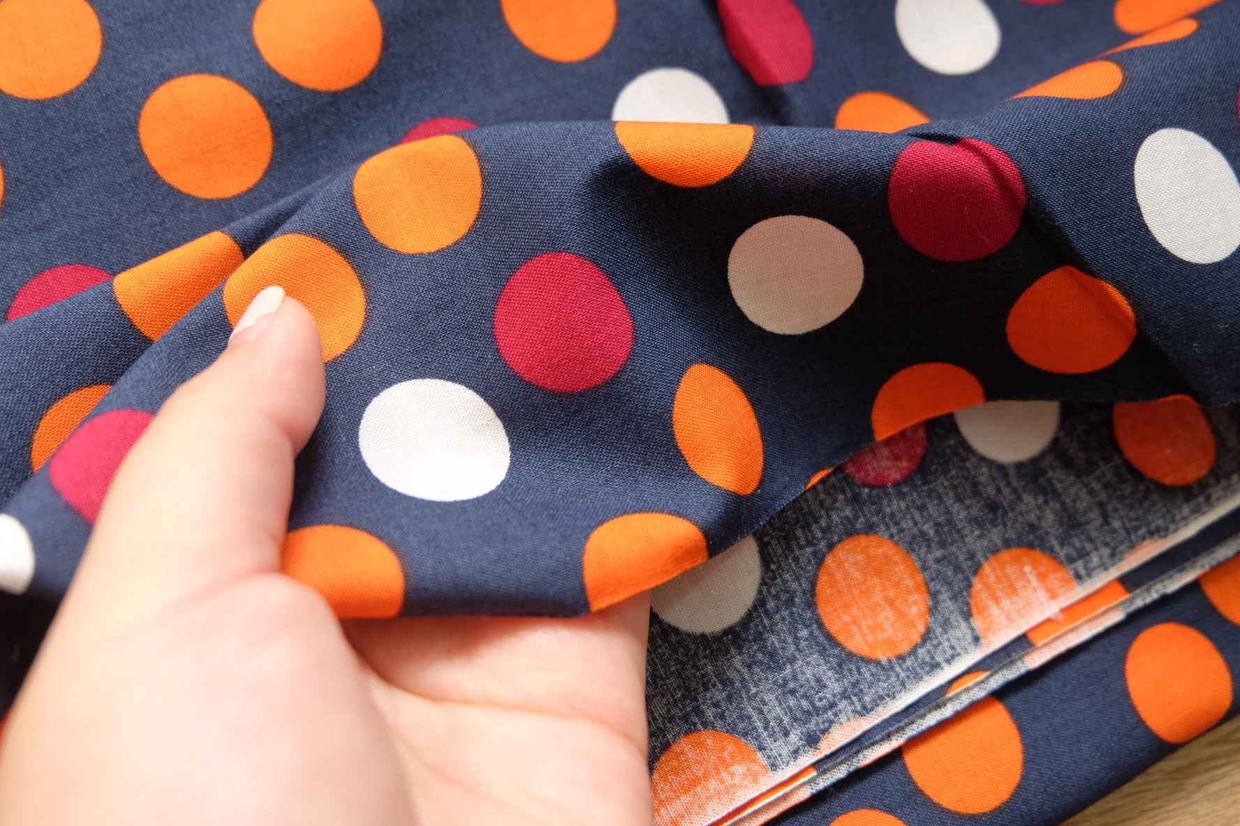 Bold Polka Dot Cotton Fabric – Crisp Hand, 1.6 yds - BUBBO