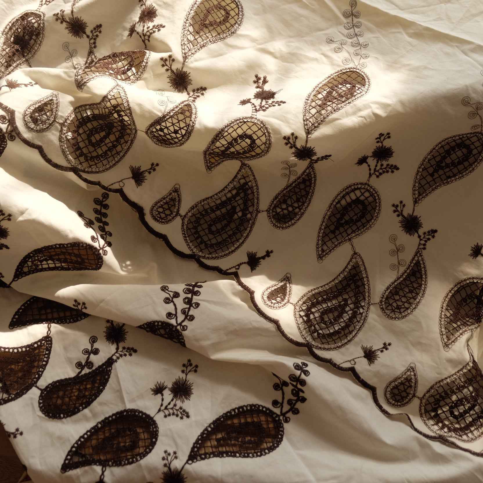 Border Embroidered Cotton Poplin – Eyelet Fabric for Skirts & Sets (1.64 yds)