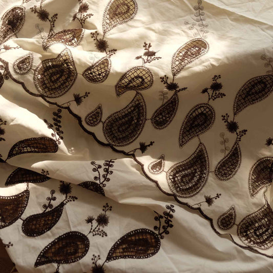Border Embroidered Cotton Poplin – Eyelet Fabric for Skirts & Sets (1.64 yds)