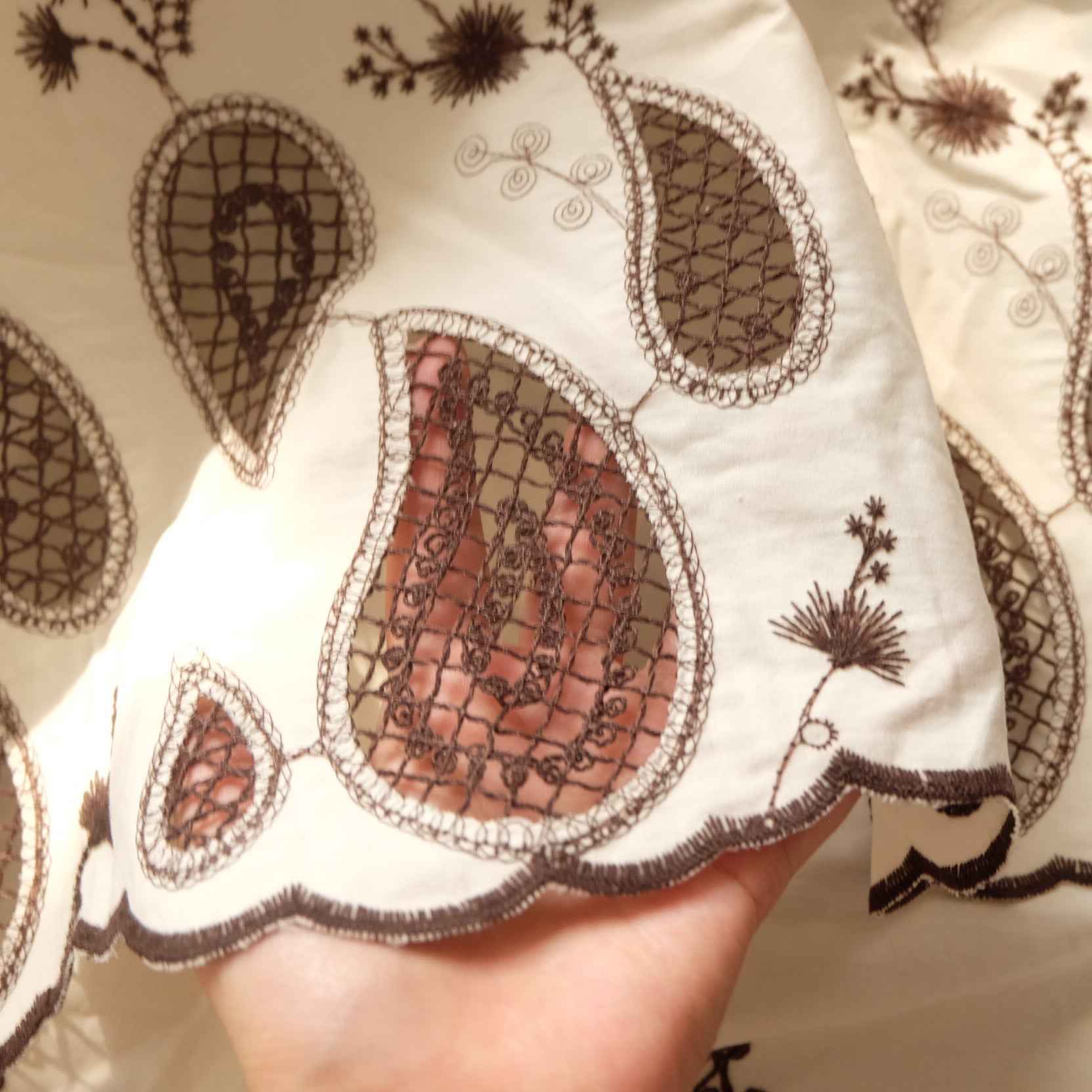 Border Embroidered Cotton Poplin – Eyelet Fabric for Skirts & Sets (1.64 yds)