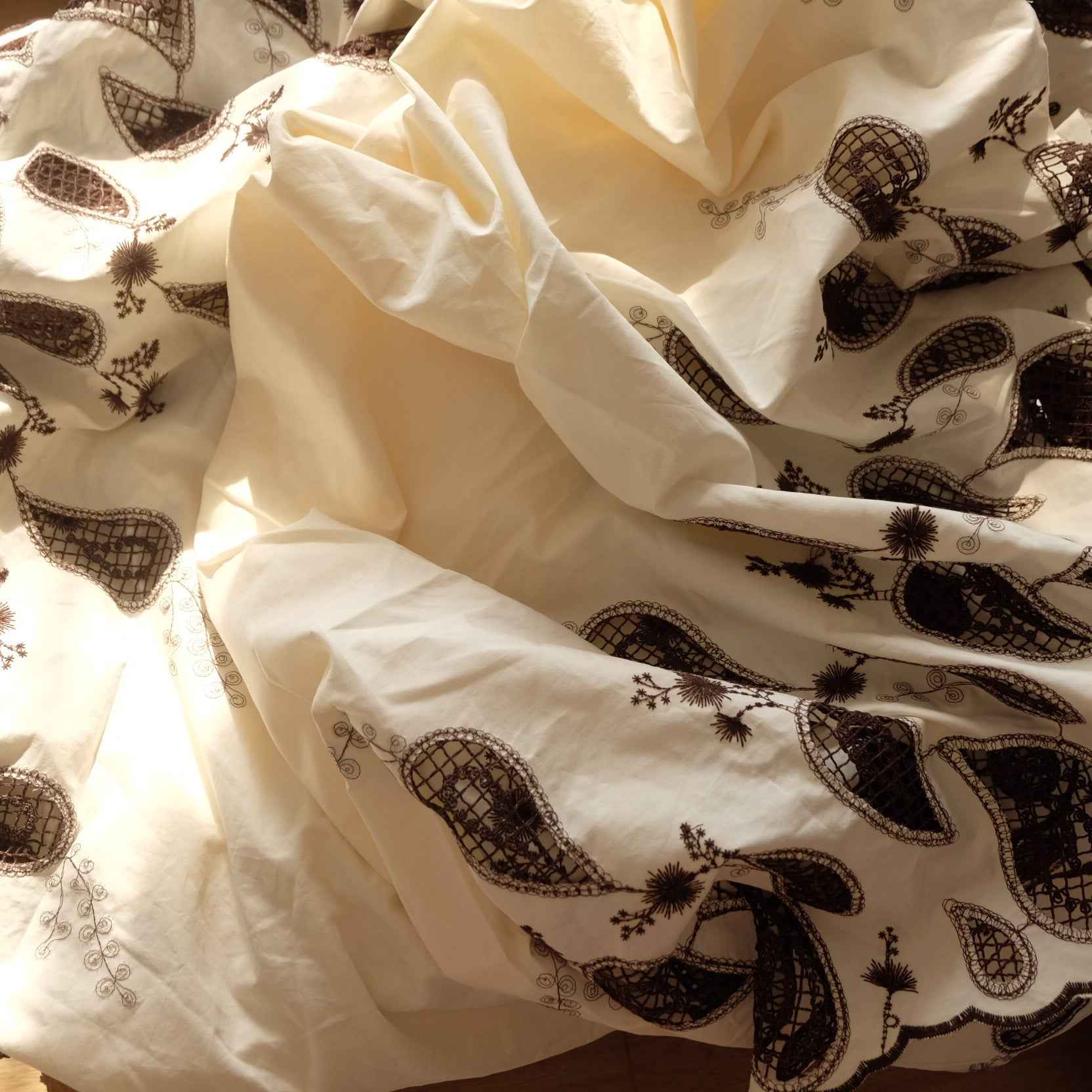 Border Embroidered Cotton Poplin – Eyelet Fabric for Skirts & Sets (1.64 yds)