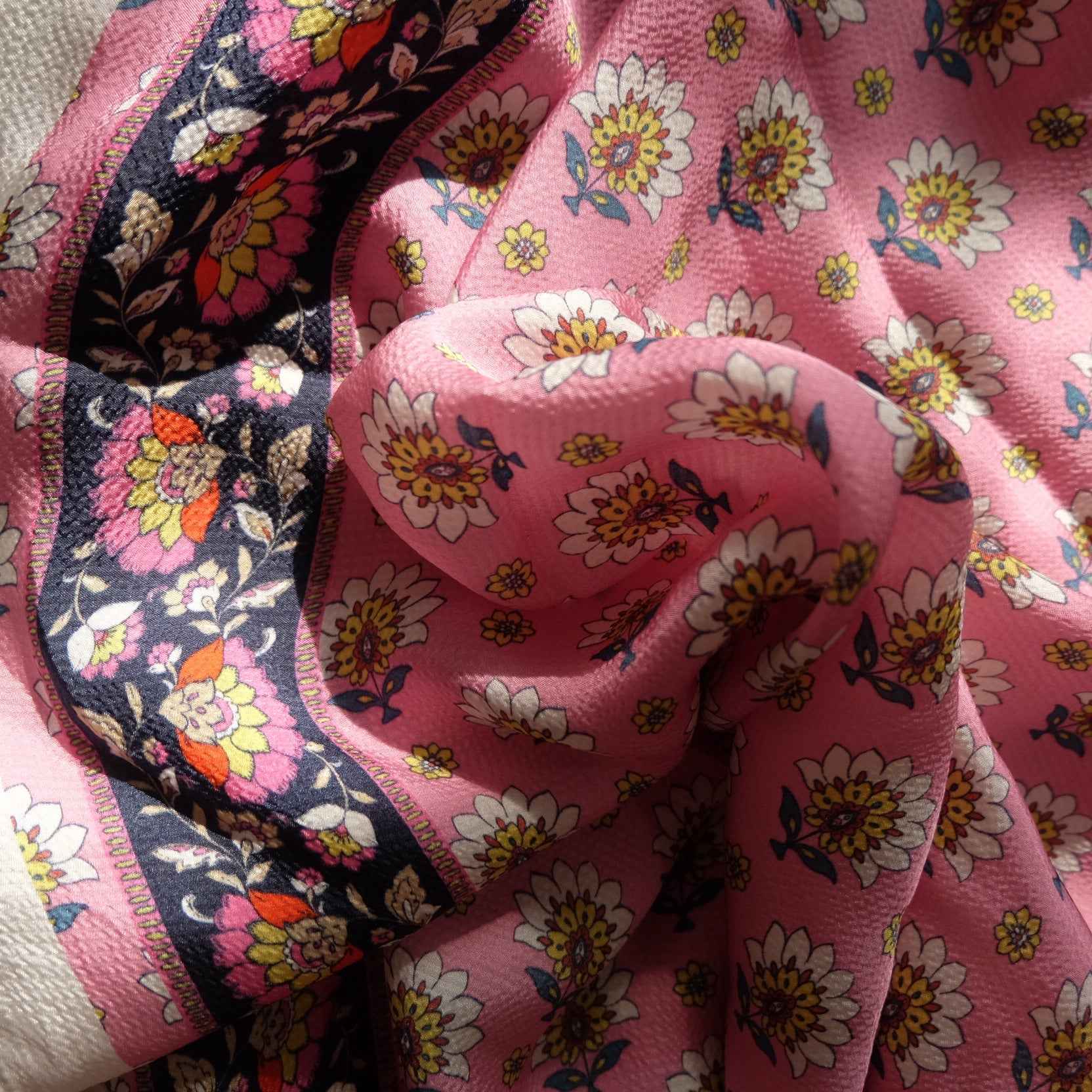Border Print Cupro – Drapey Fabric for Dresses, Sets & Sleepwear