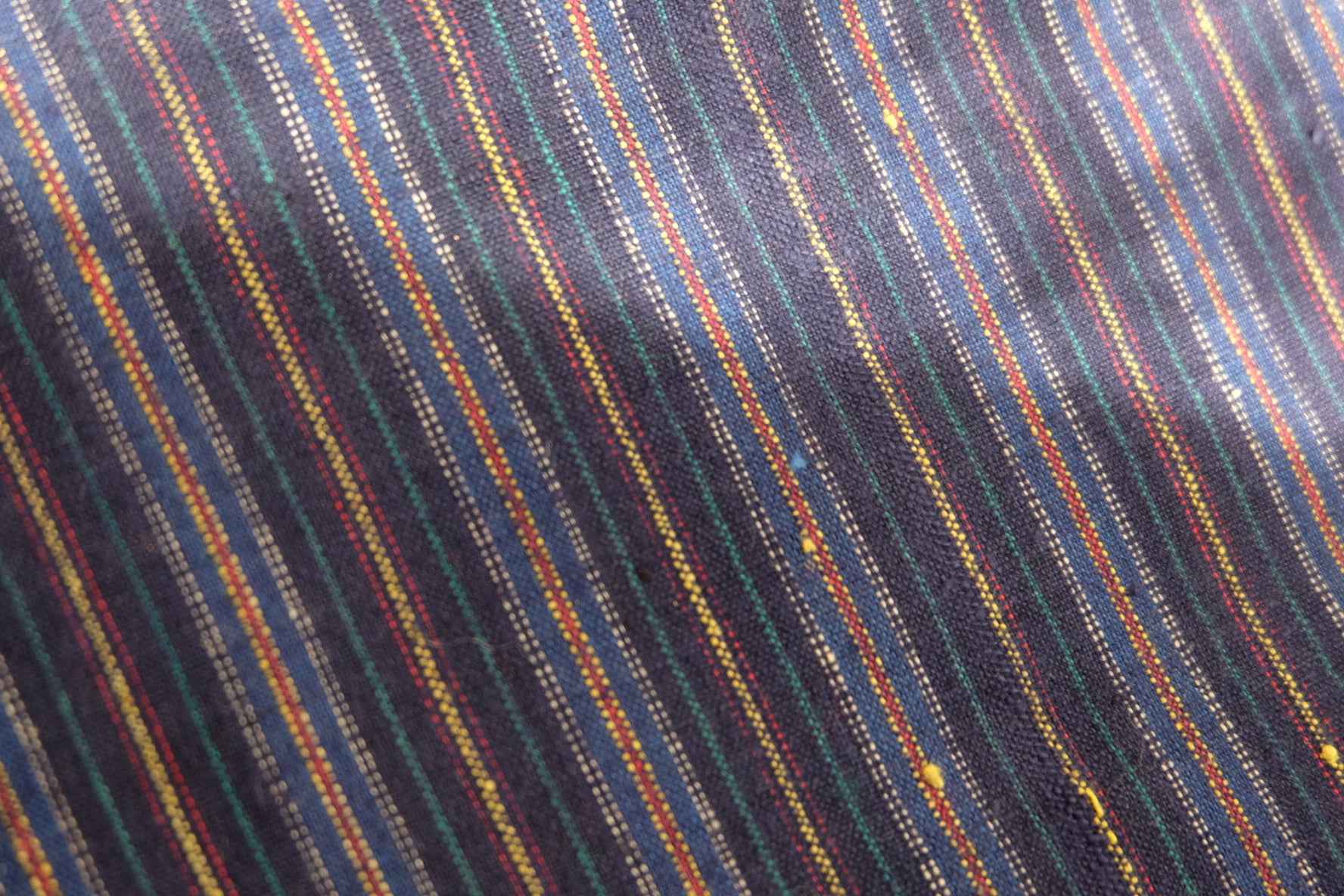 Botanical Radiance: Deep Indigo - Purple Tǔbù with Plant - Dyed Stripes - 34cm Width - BUBBO