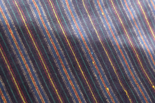 Botanical Radiance: Deep Indigo - Purple Tǔbù with Plant - Dyed Stripes - 34cm Width - BUBBO