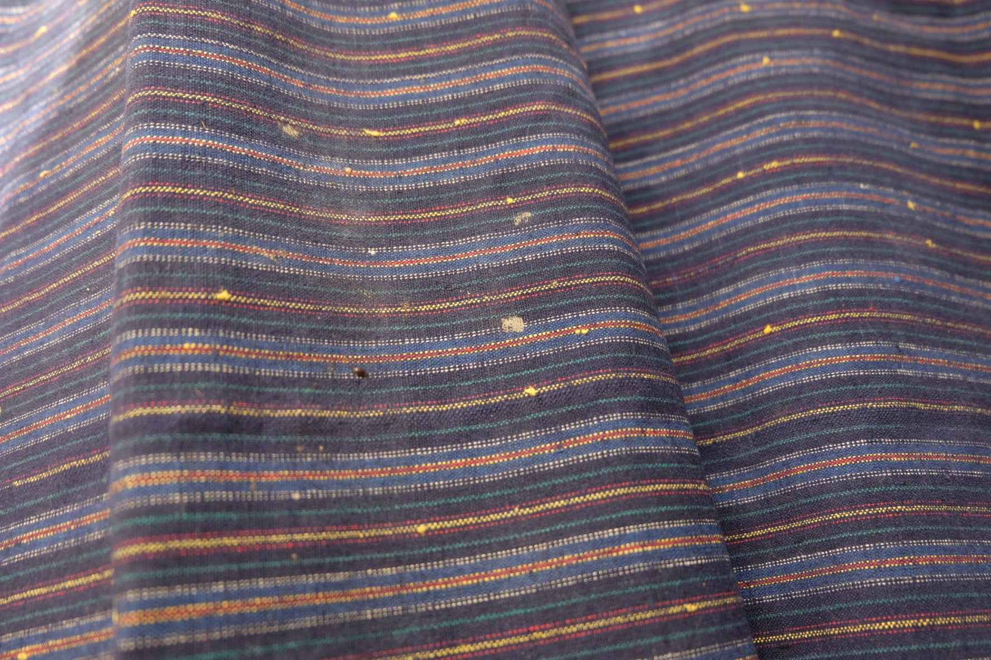 Botanical Radiance: Deep Indigo - Purple Tǔbù with Plant - Dyed Stripes - 34cm Width - BUBBO