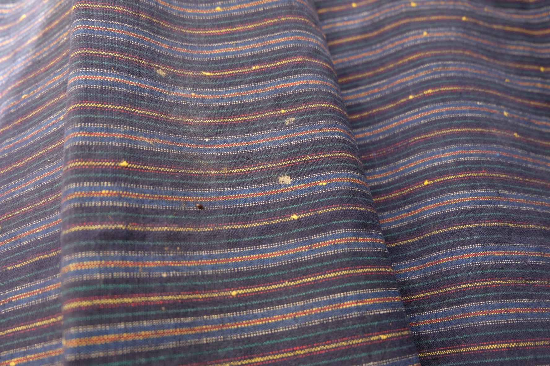 Botanical Radiance: Deep Indigo - Purple Tǔbù with Plant - Dyed Stripes - 34cm Width - BUBBO