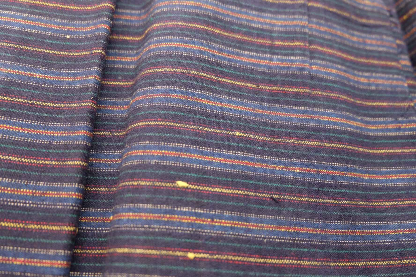 Botanical Radiance: Deep Indigo - Purple Tǔbù with Plant - Dyed Stripes - 34cm Width - BUBBO