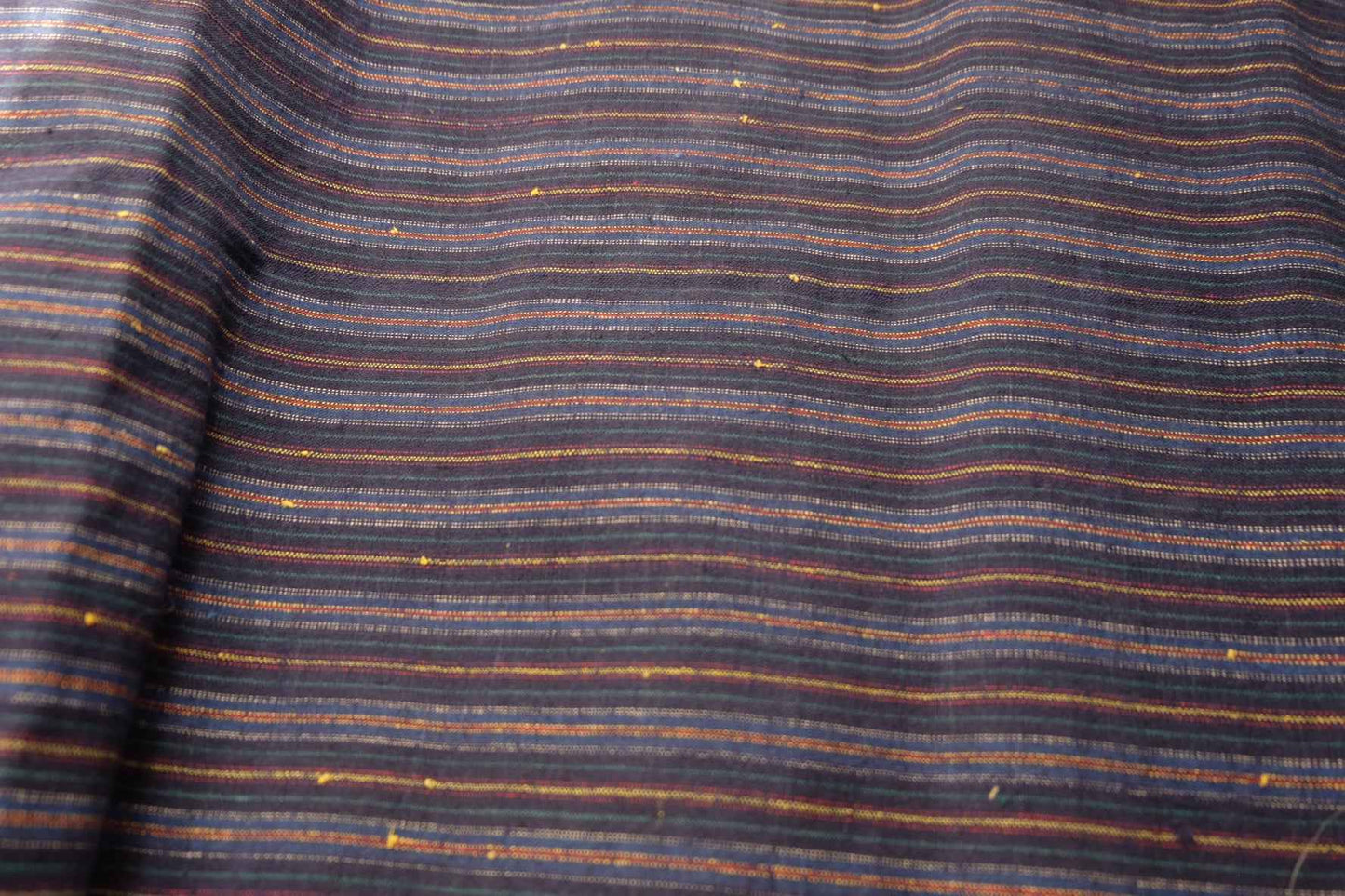 Botanical Radiance: Deep Indigo - Purple Tǔbù with Plant - Dyed Stripes - 34cm Width - BUBBO