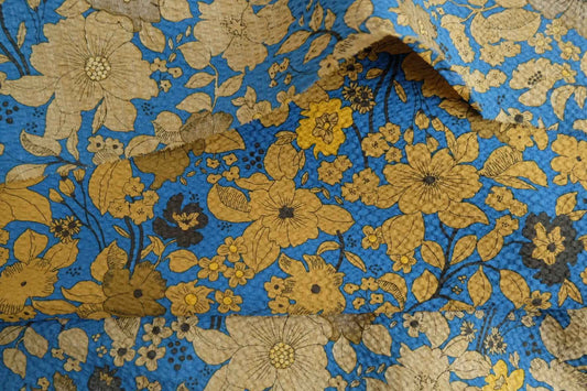 Brand Deadstock Seersucker Cotton – Floral Dress Fabric, ~3.3 Yards - BUBBO