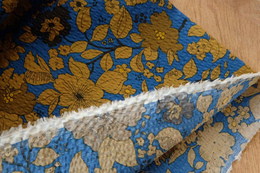 Brand Deadstock Seersucker Cotton – Floral Dress Fabric, ~3.3 Yards - BUBBO