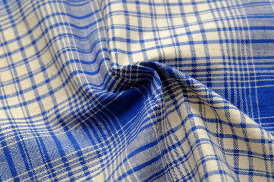 Classic Blue Check Tǔbù - White Ground | 35cm Width - BUBBO