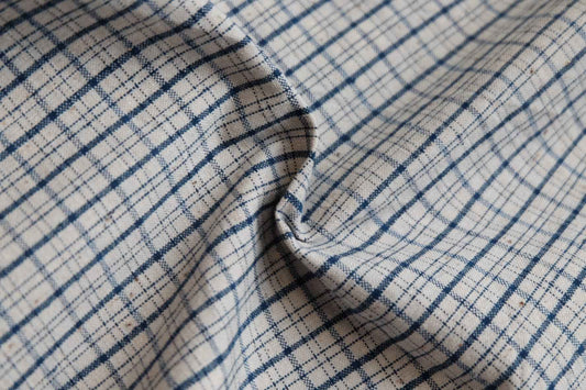 Classic Blue Check Tǔbù - White Ground | 35cm Width - BUBBO