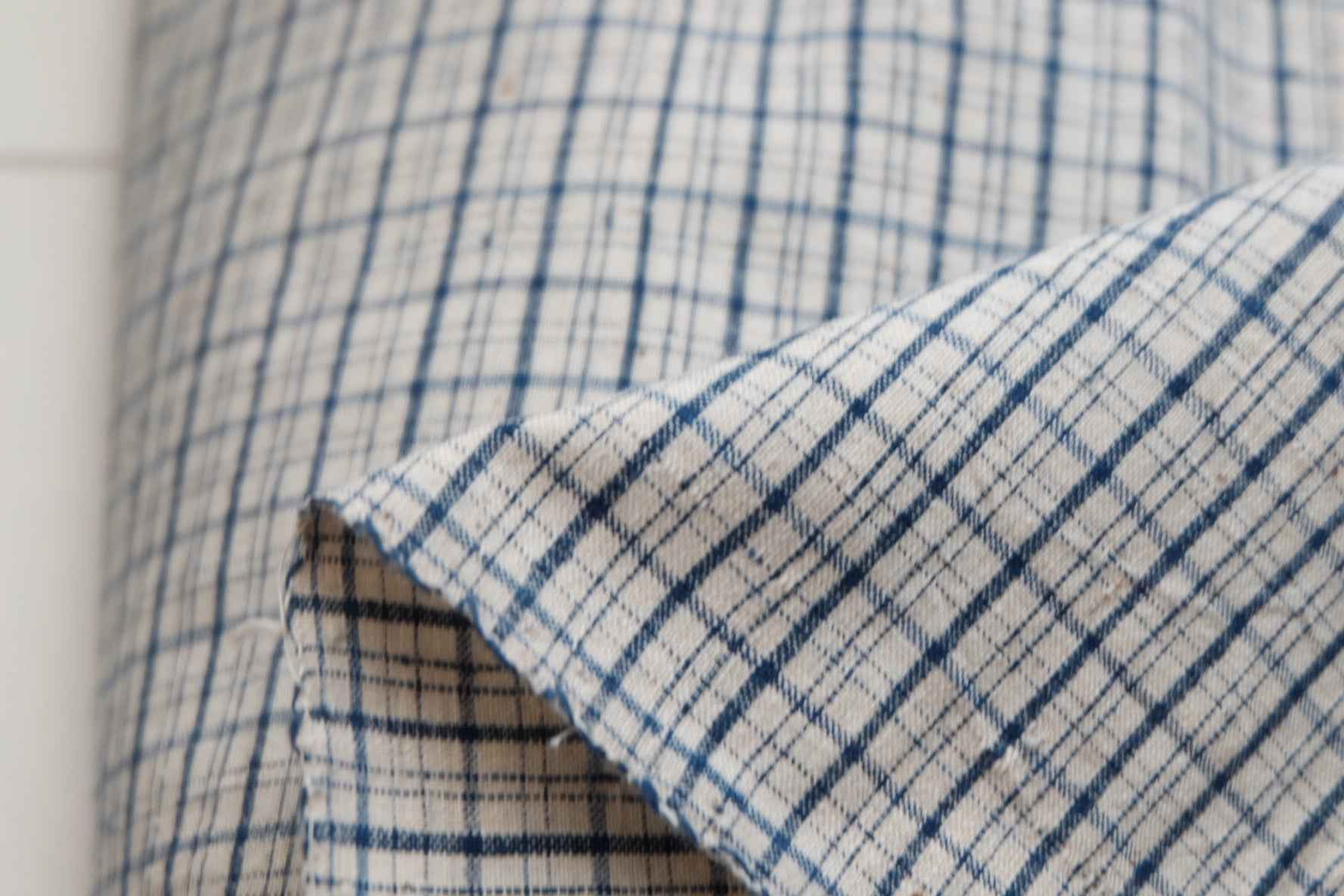 Classic Blue Check Tǔbù - White Ground | 35cm Width - BUBBO