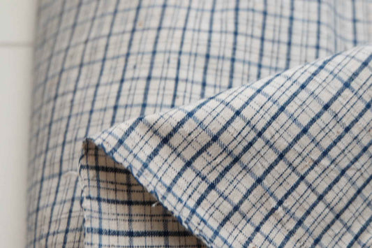 Classic Blue Check Tǔbù - White Ground | 35cm Width - BUBBO