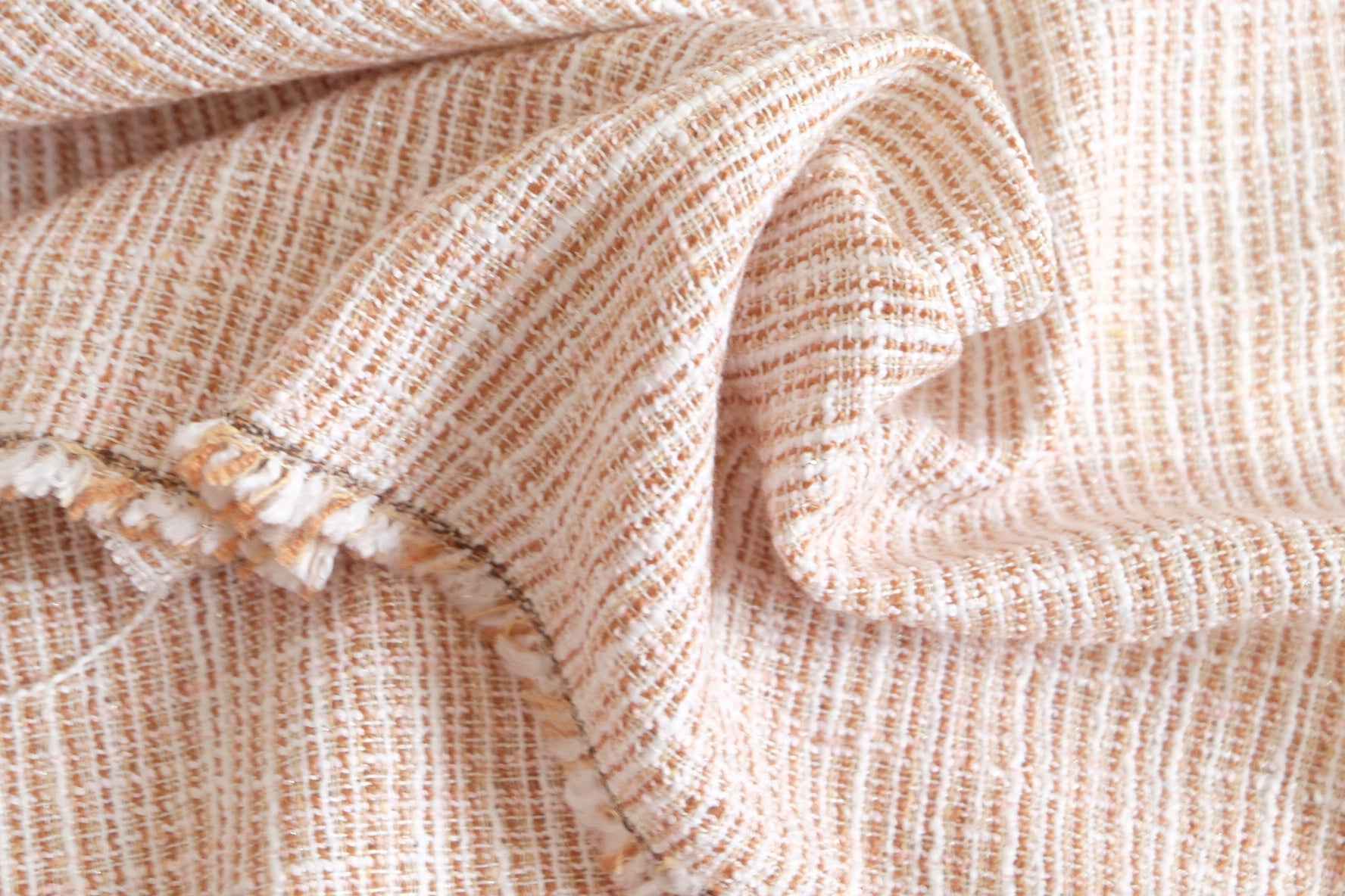 Classic Bouclé Tweed Fabric – Peach Beige | Factory Deadstock | 2.2 Yards - BUBBO