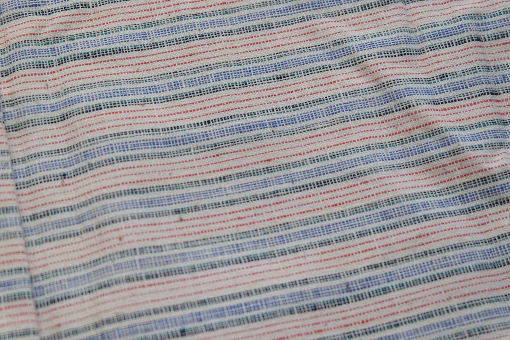 Collector's Stripes: Multi - Color Handwoven Tǔbù - 1.8m Length with Original Loom's Head - BUBBO