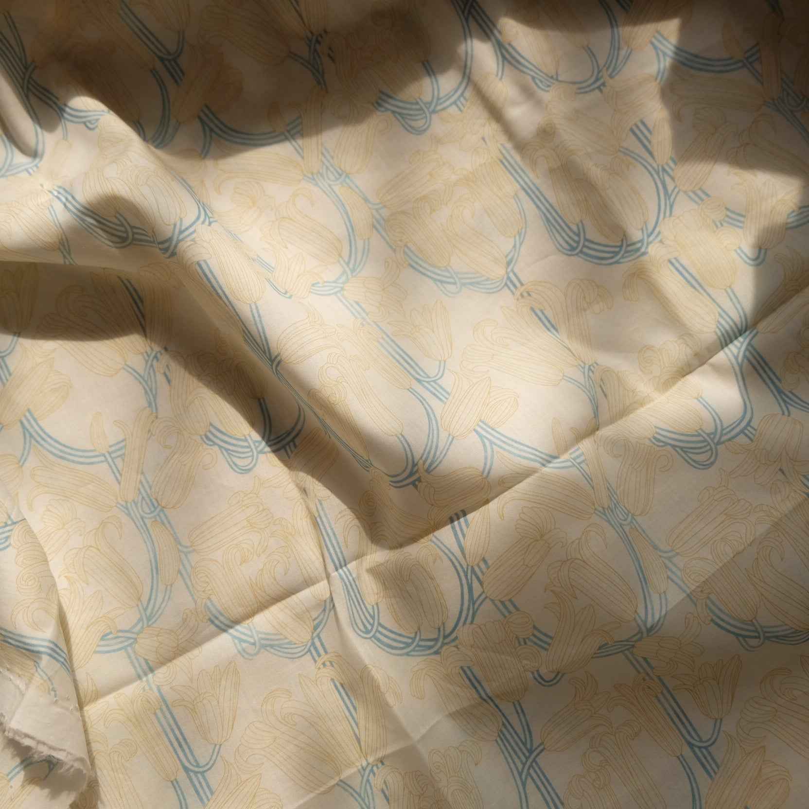Cream Line Floral Cotton Lawn — 3.1 yd