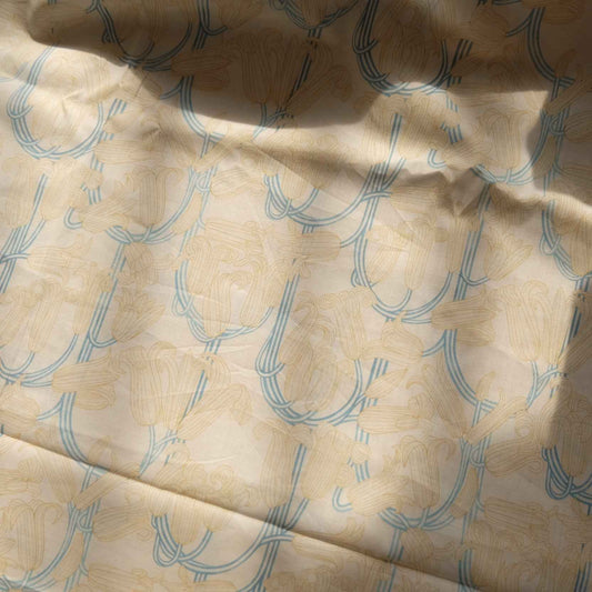 Cream Line Floral Cotton Lawn — 3.1 yd