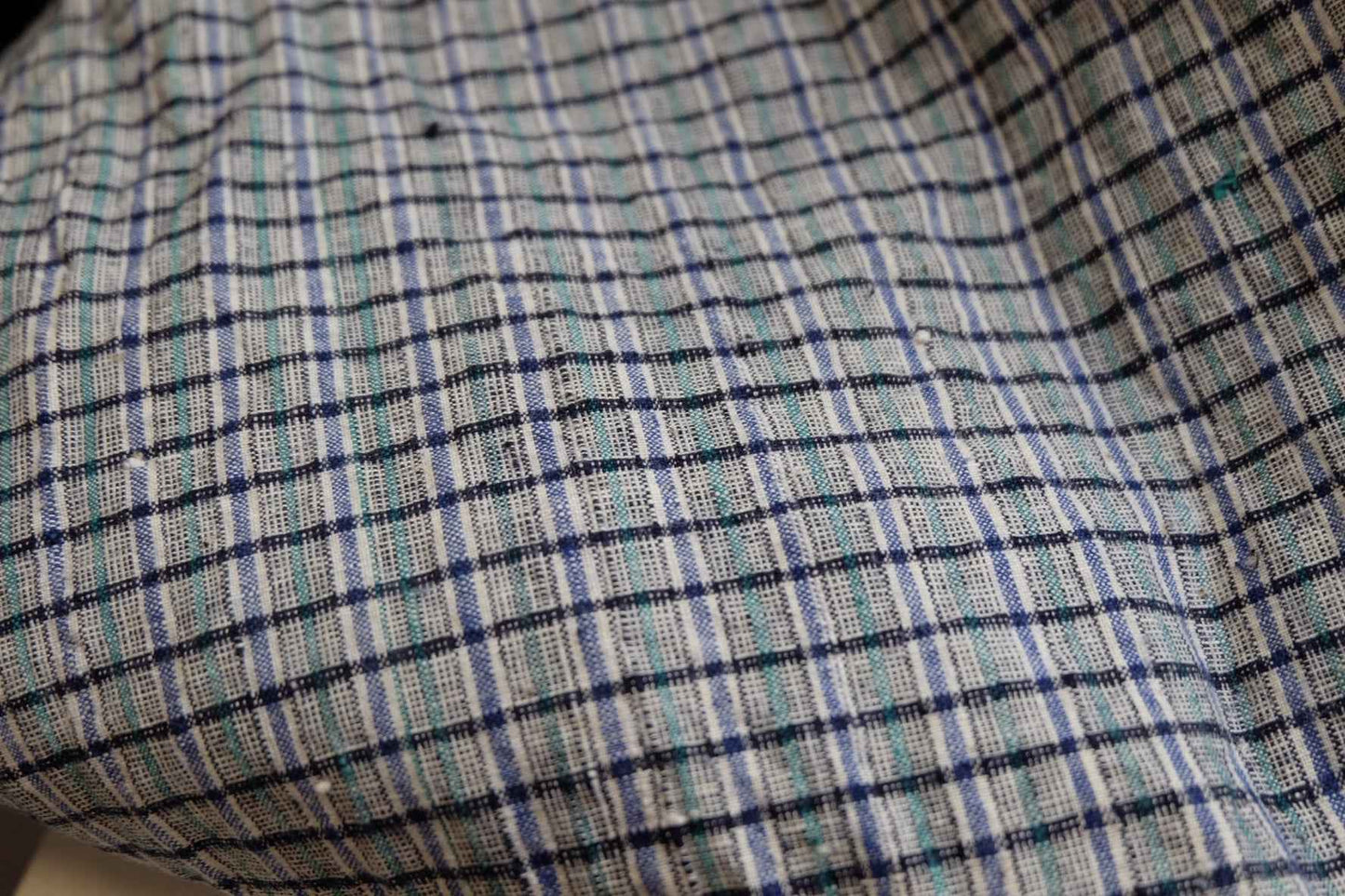 Denim Ink & Moss: Unique Check - Stripe Tǔbù - 37cm Width (pre - cleaned) - BUBBO