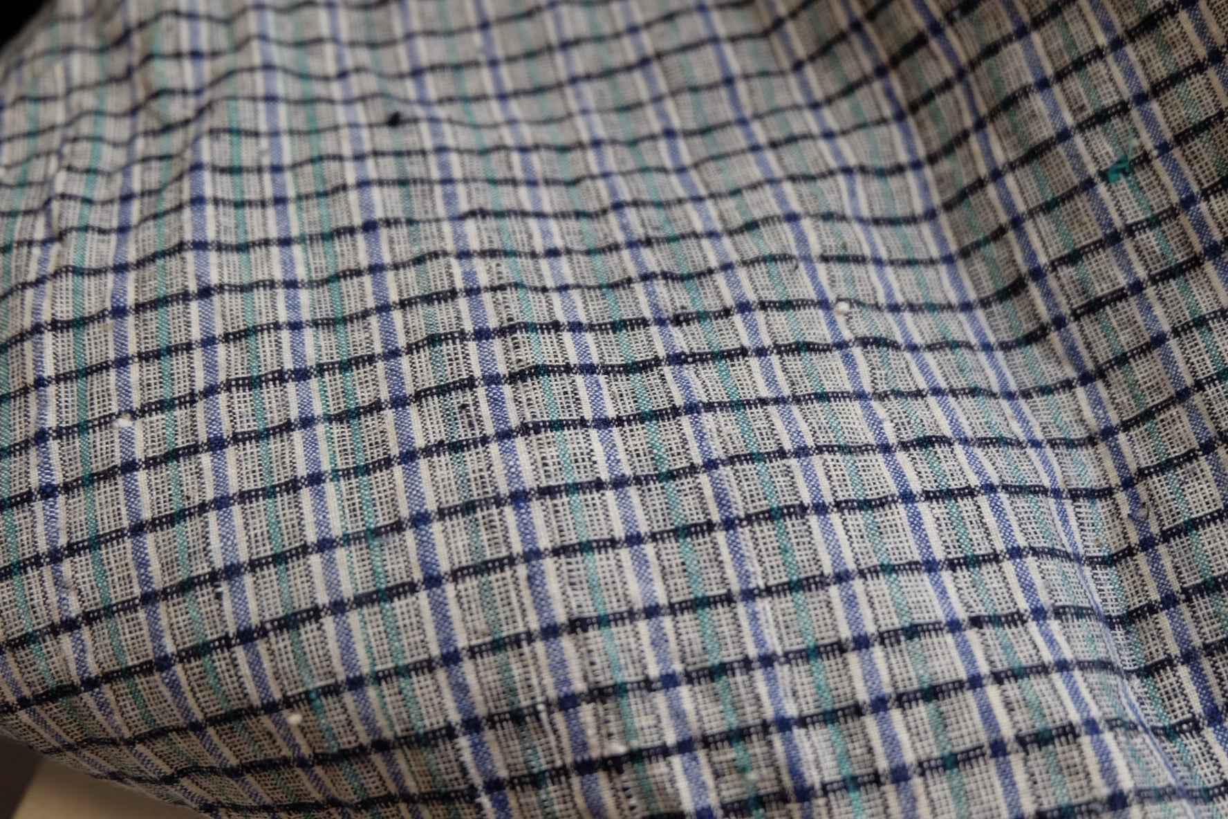 Denim Ink & Moss: Unique Check - Stripe Tǔbù - 37cm Width (pre - cleaned) - BUBBO