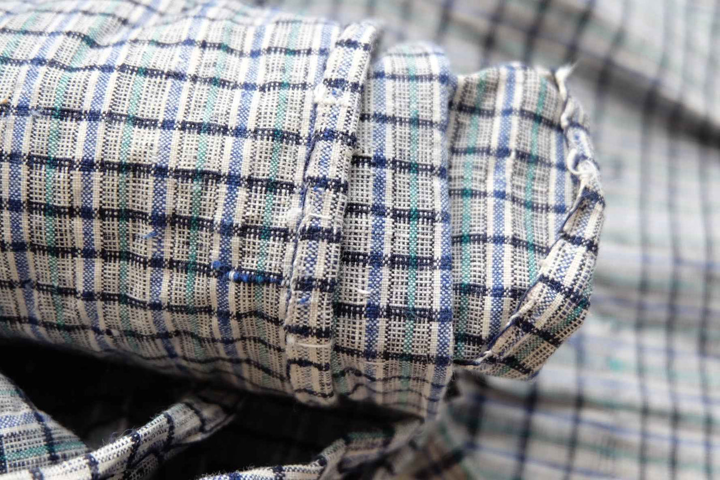 Denim Ink & Moss: Unique Check - Stripe Tǔbù - 37cm Width (pre - cleaned) - BUBBO