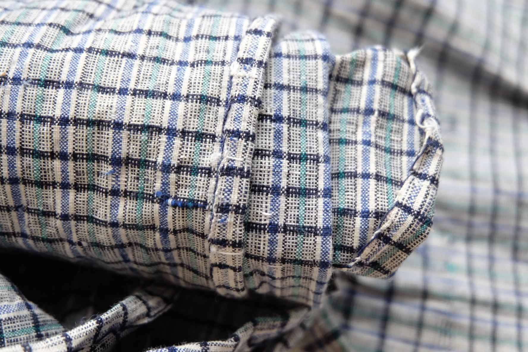 Denim Ink & Moss: Unique Check - Stripe Tǔbù - 37cm Width (pre - cleaned) - BUBBO