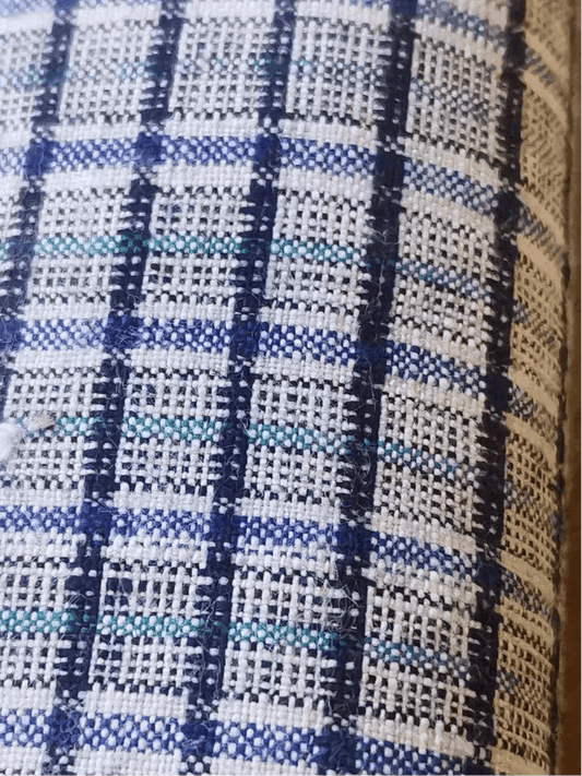 Denim Ink & Moss: Unique Check - Stripe Tǔbù - 37cm Width (pre - cleaned) - BUBBO