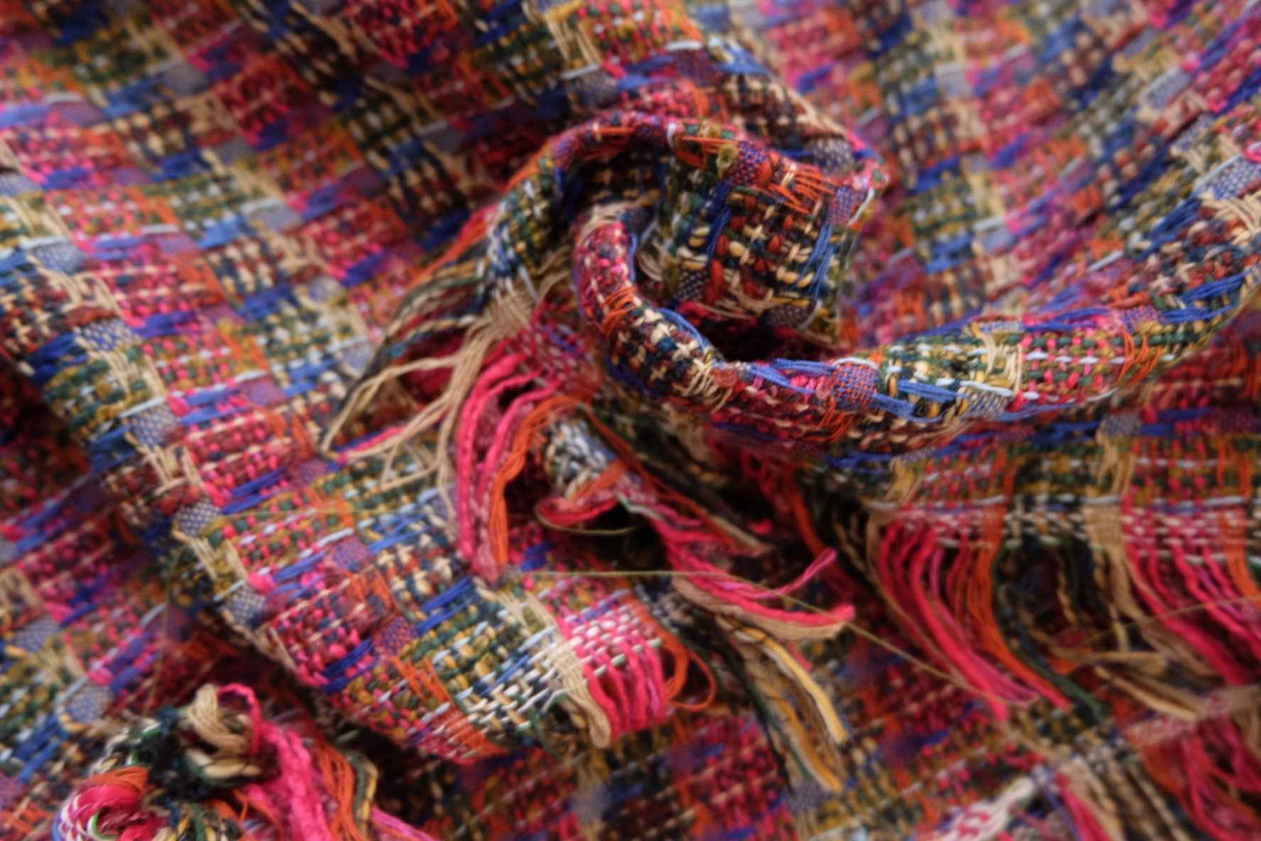 Designer - Inspired Bouclé Tweed Fabric – Rich Multicolor, Deadstock, 2.2 yds - BUBBO