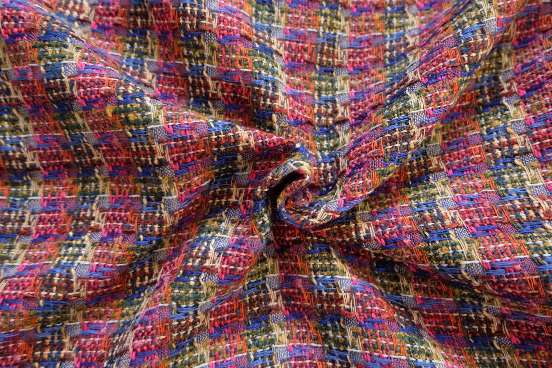Designer - Inspired Bouclé Tweed Fabric – Rich Multicolor, Deadstock, 2.2 yds - BUBBO
