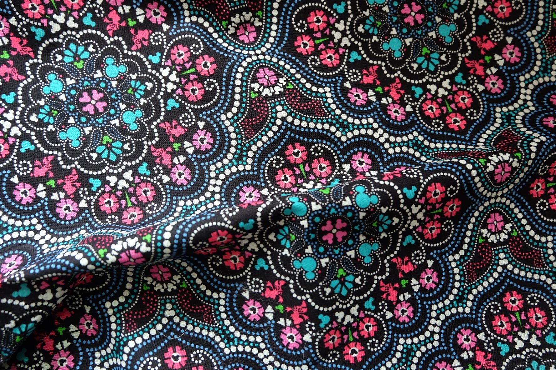 Designer Remnant Cotton Fabric – Persian Mandala Print – 59” Wide – Medium Weight – Sold by Half - Yard - BUBBO