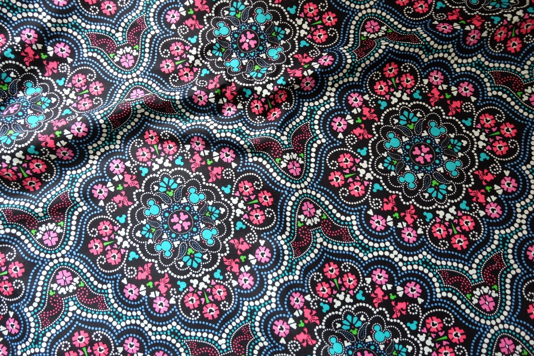Designer Remnant Cotton Fabric – Persian Mandala Print – 59” Wide – Medium Weight – Sold by Half - Yard - BUBBO