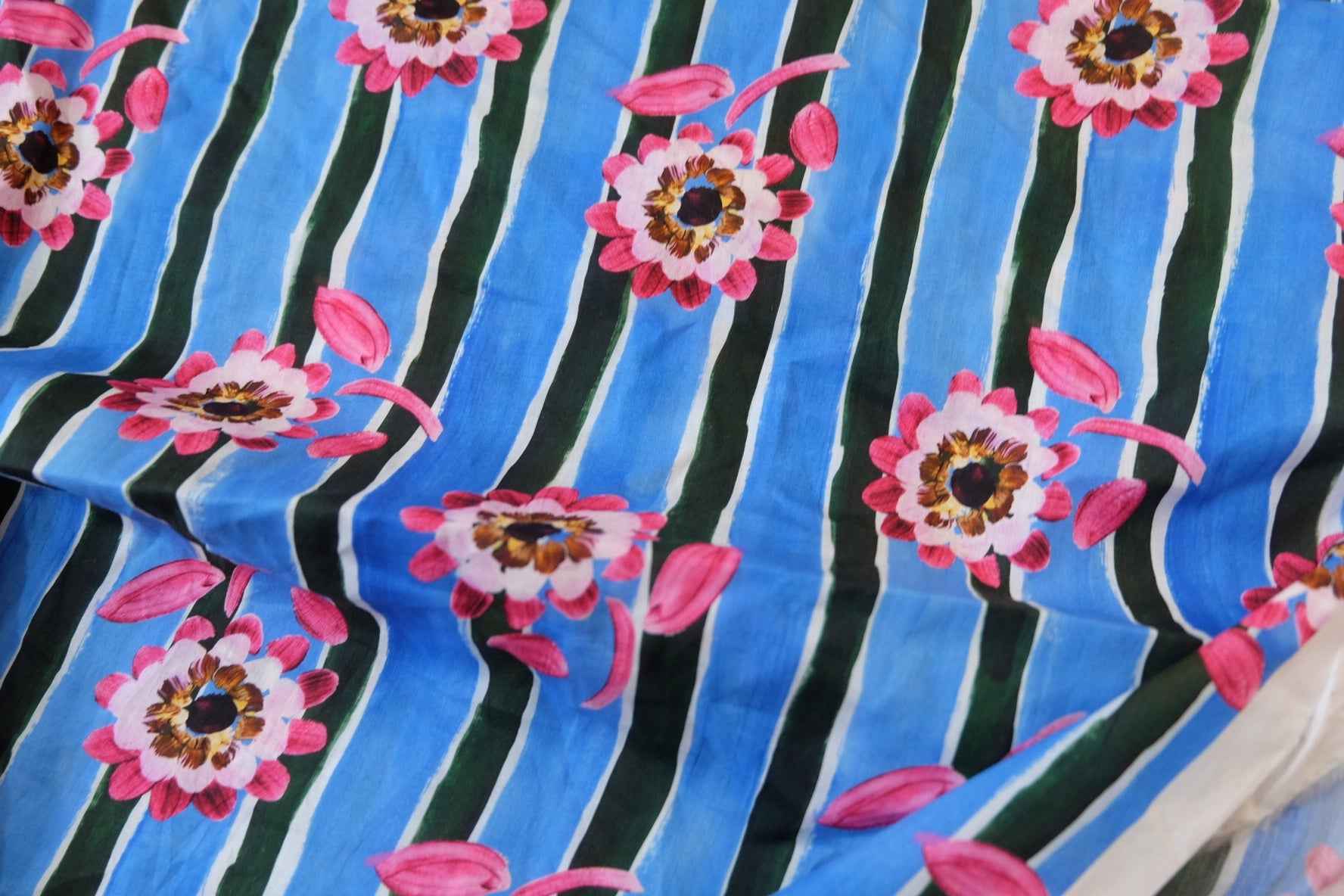 Electric Blue Floral Cotton Lawn (1.6 yards)